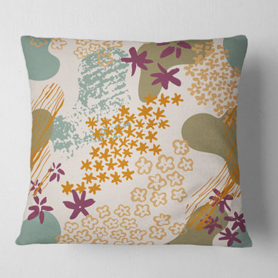 Flowers Silhouettes And Fluid Shapes Abstract Pillow