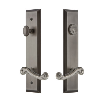 Fifth Avenue Tall Plate Complete Entry Set with Single Cylinder Deadbolot and Newport Lever