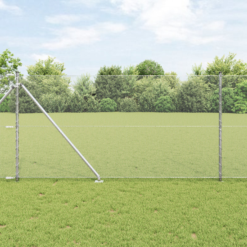 Vidaxl Hexagon Fence Galvanised Steel, Silver, 140cm H x 5000cm W