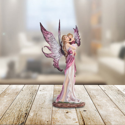 10"H Purple Fairy with Baby Girl Figurine