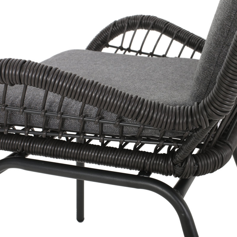 Chaise de patio avec coussins Mccaskill, Structure grise / coussin gris foncé