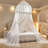 Bed Canopy  – Double Layer Sheer Mesh Dome With Romantic Lace Trim, Dreamy Mosquito Net Tent For Full/Queen