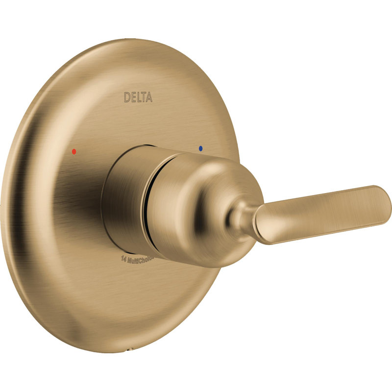 Delta Bonacci 14 Series Single-Function Valve Trim Kit, Brushed Gold Handle Set for Shower Faucet System, Lumicoat Champagne Bronze (Valve Not Included)