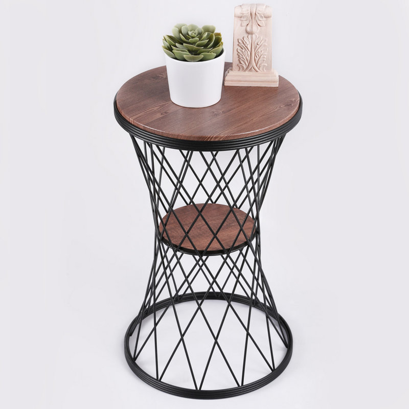 Table de bout à piédestal en bois massif Anoki