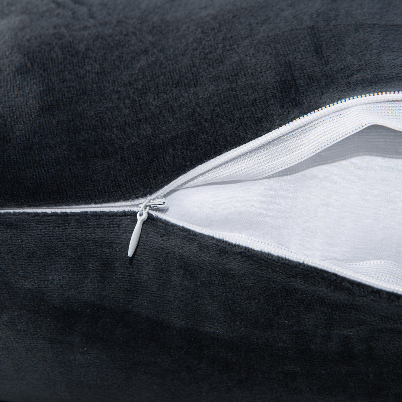 Velvet Zipper Body Pillowcase, Charcoal Grey