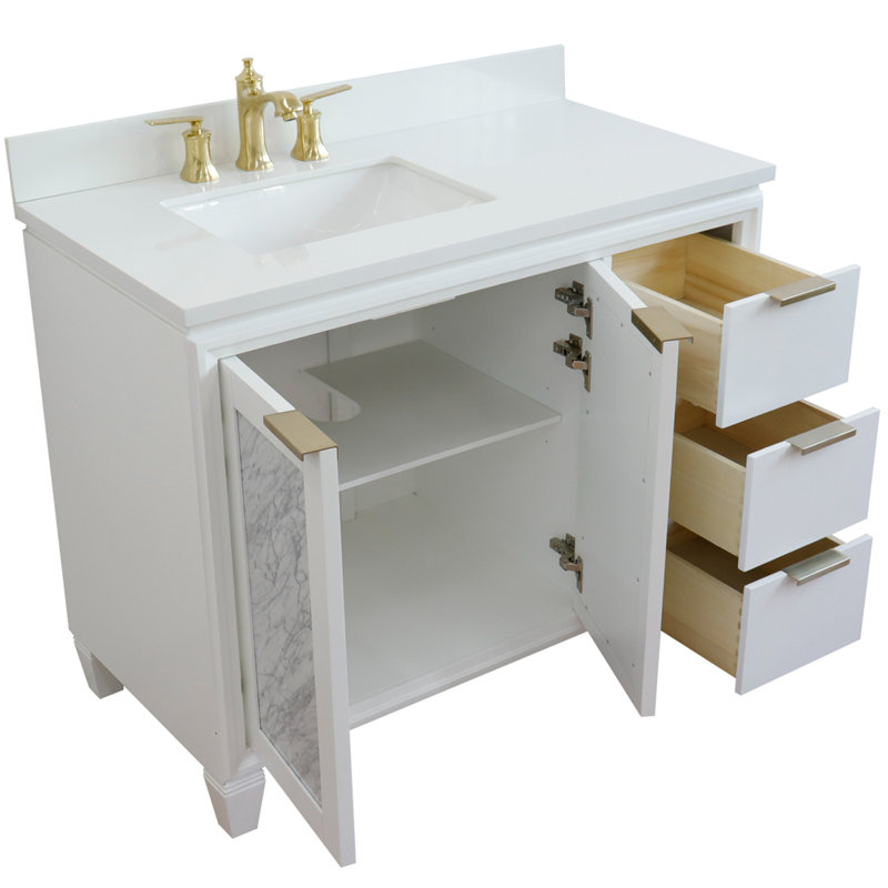 Ensemble de meuble-lavabo simple 43 po avec miroir Schreck, Blanc