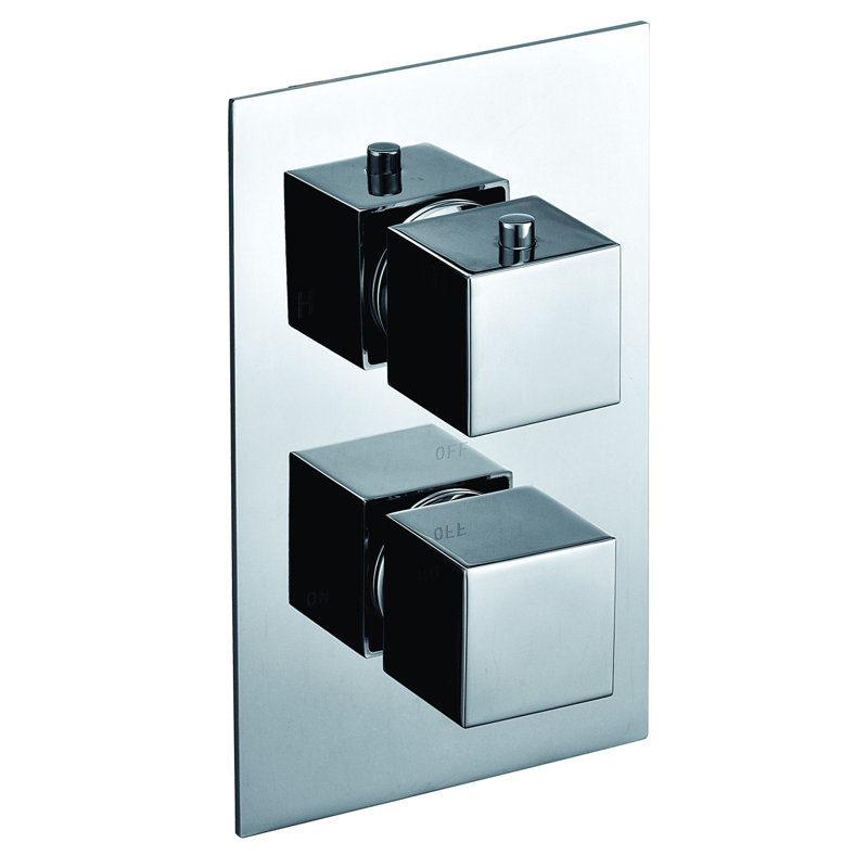 Mélangeur de douche thermostatique 1 bouton carré, Chrome poli