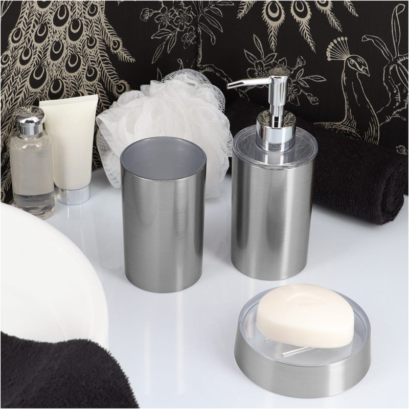 Porte-brosse de salle de bain Noumea, Aluminium brossé