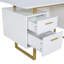 White and Gold Desk for Office with Drawers & Storage, 51.25" W