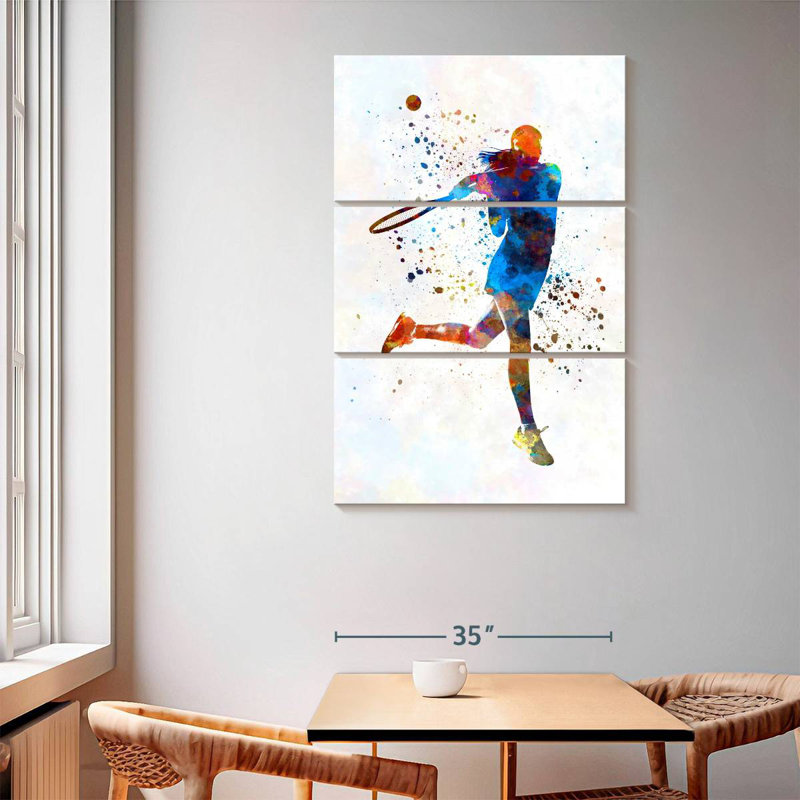 Sirci, joueuse de tennis à l'aquarelle I, H 65 po x l 42 po