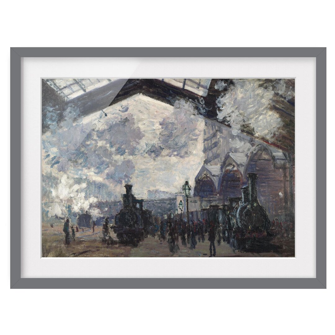 Gerahmtes Poster Gare Saint-Lazare von Claude Monet