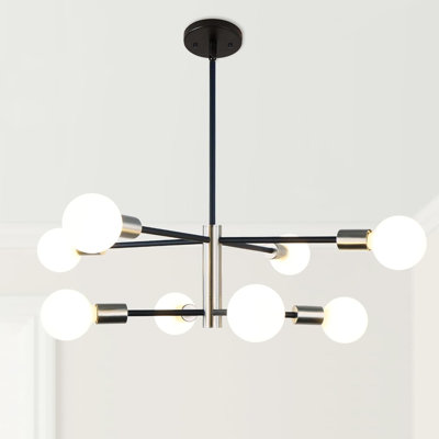 Lustres 8 lumières Spoutnik pour la salle à manger, luminaire moderne de 42 pouces au-dessus de la table, lustre campagnard à hauteur réglable pour chambre à coucher, salon, douille E26 (ampoule non incluse)