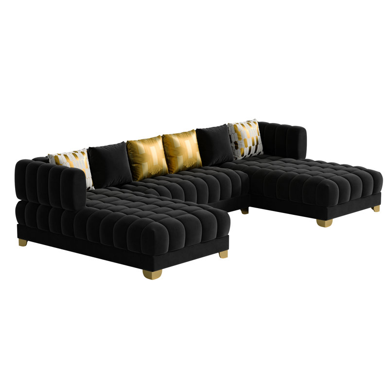 Canapé modulaire en velours Premium, Velours noir