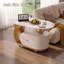 Table basse ovale en pierre frittée de 100 cm (39,4 po) avec tiroir et roulettes verrouillables-1483883656