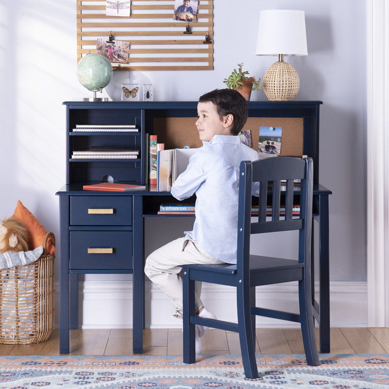 Ensemble de bureau d'écriture avec huche et chaise Taiga, Bleu marine