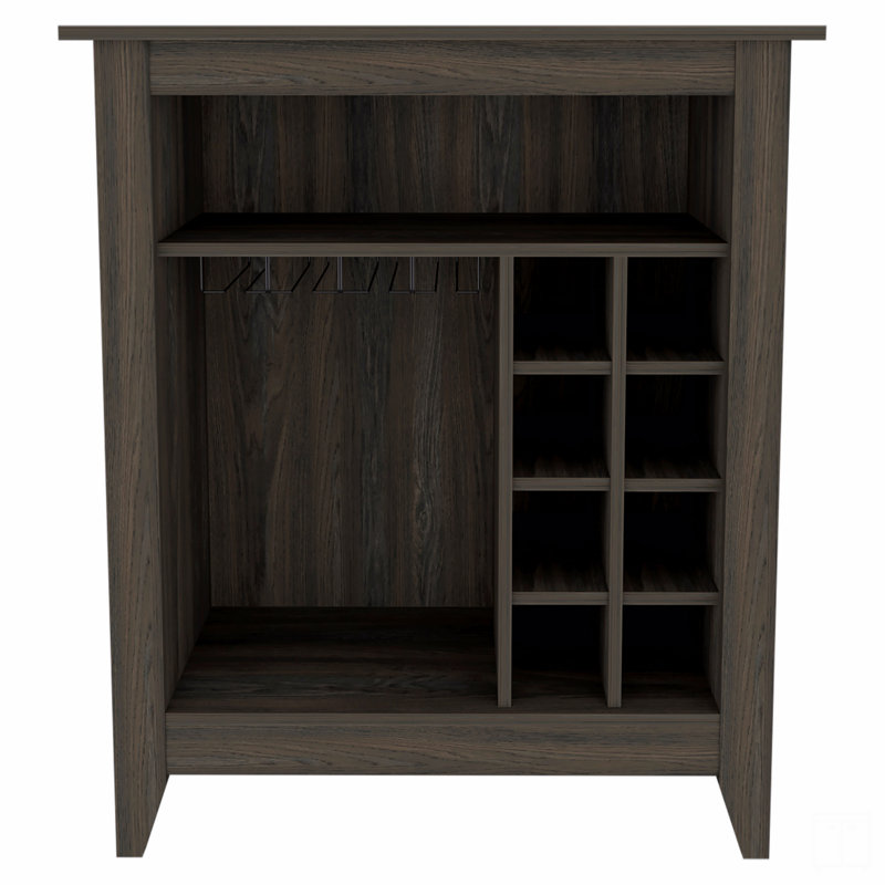 6-Bottle 1-Drawer 1-Shelf Bar Cabinet, Brown
