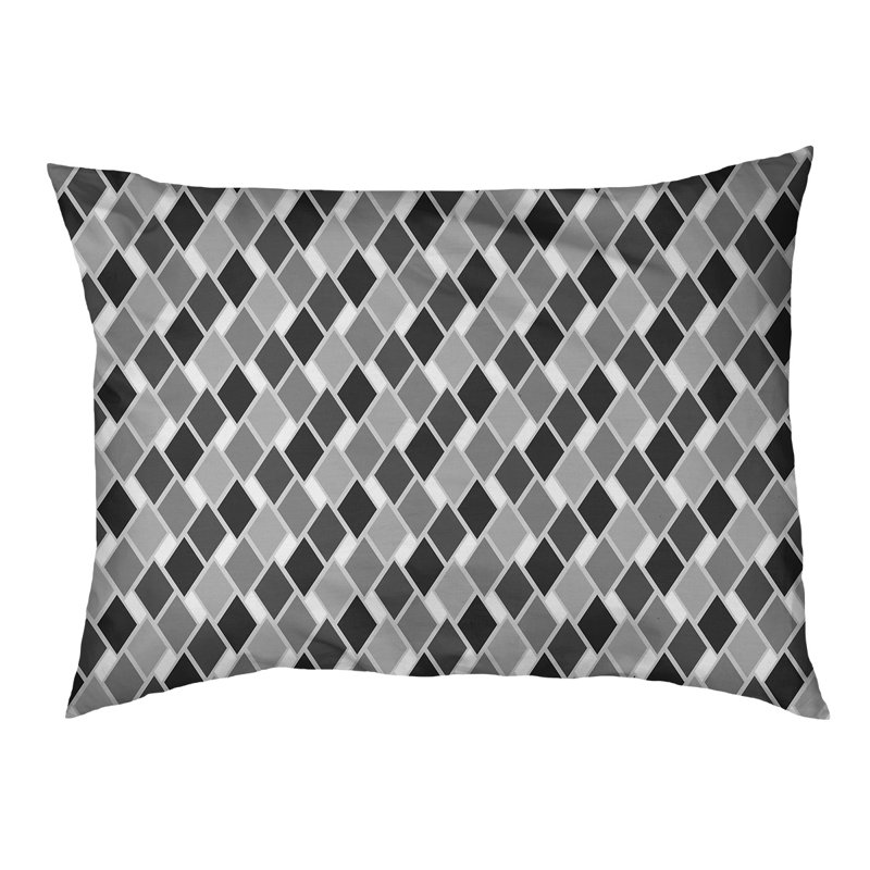 Coussin de diamants rétro Byrge, Moyen (L 29,5 po x P19,5 po x H 9,5 po), Noir / gris