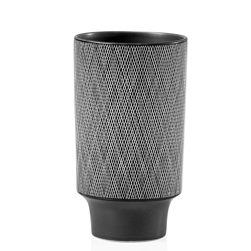 Vase de table effilée en céramique Hypatos, Blanc, H 9,5 po x l 5,25 po x P 5,25 po