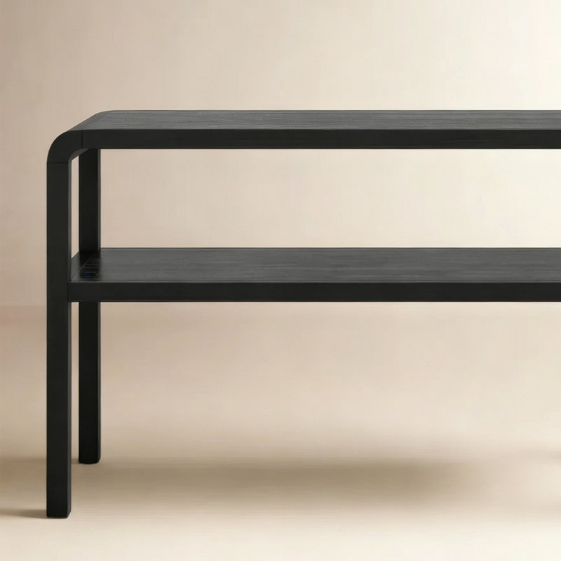 Console Wabi-Sabi, H 29,9 po x l 39,4 po x P 13,8 po, Noir, Noir, Noir