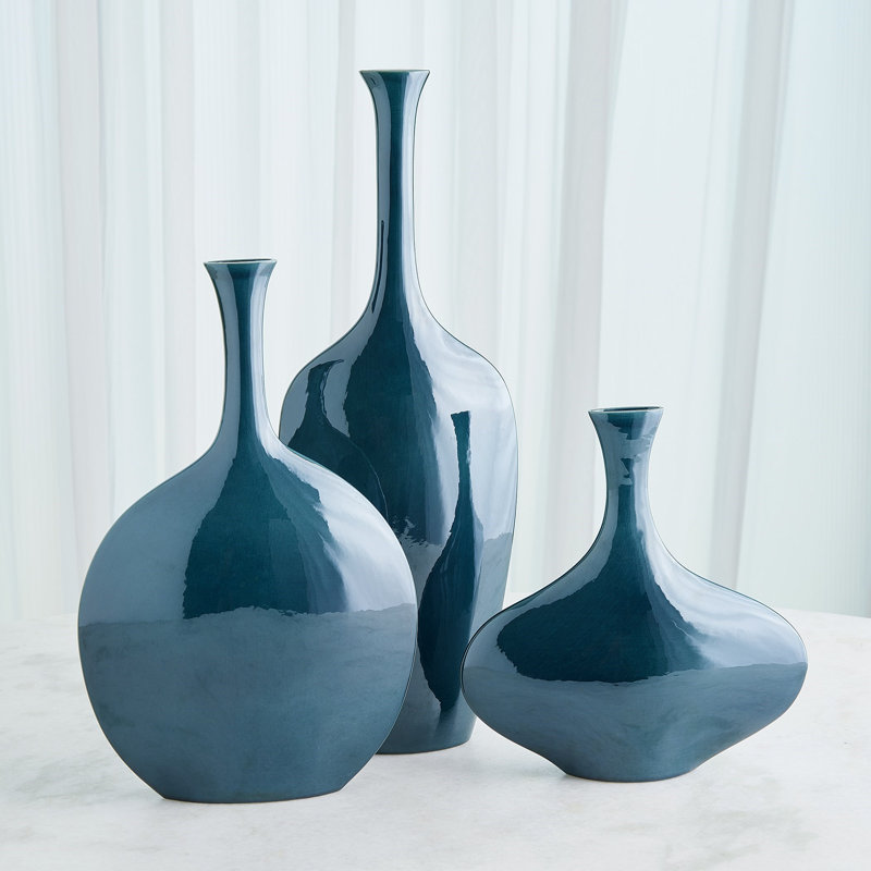 Silhouette Vase-Slim, Blue, Overall Height-  12"