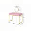Bureau de coiffeuse 2 tiroirs avec miroir et plateau à bijoux, rose et or