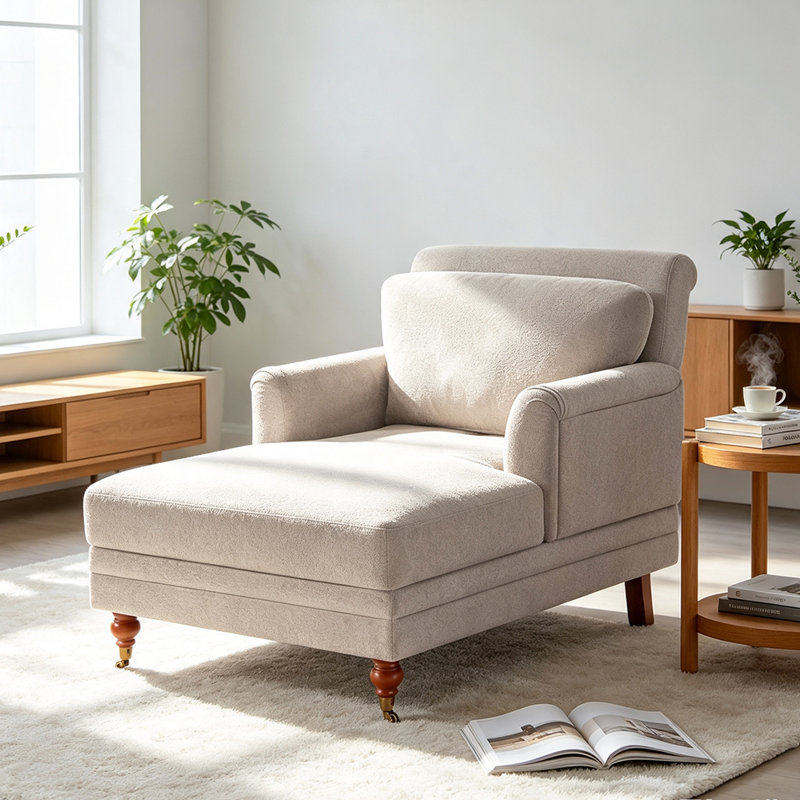 Chaise longue rembourrée avec dossier réglable, Chameau