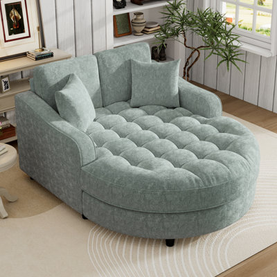 55" Modern Chaise Lounge Sofa Bed Upholstered Sofa Couch With Tufted Seat And Detachable Pillows For Living Room