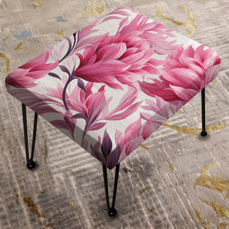 Repose-pieds floral rose Ikat