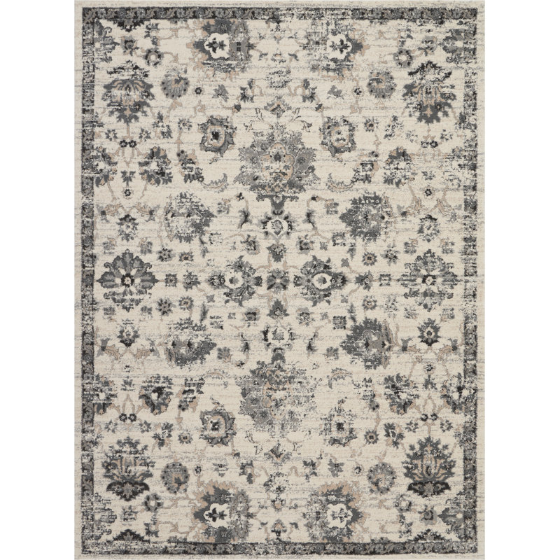 Tapis crème d'inspiration persane Lashanda, Rectangle 7 pi 10 po x 10 pi 6 po