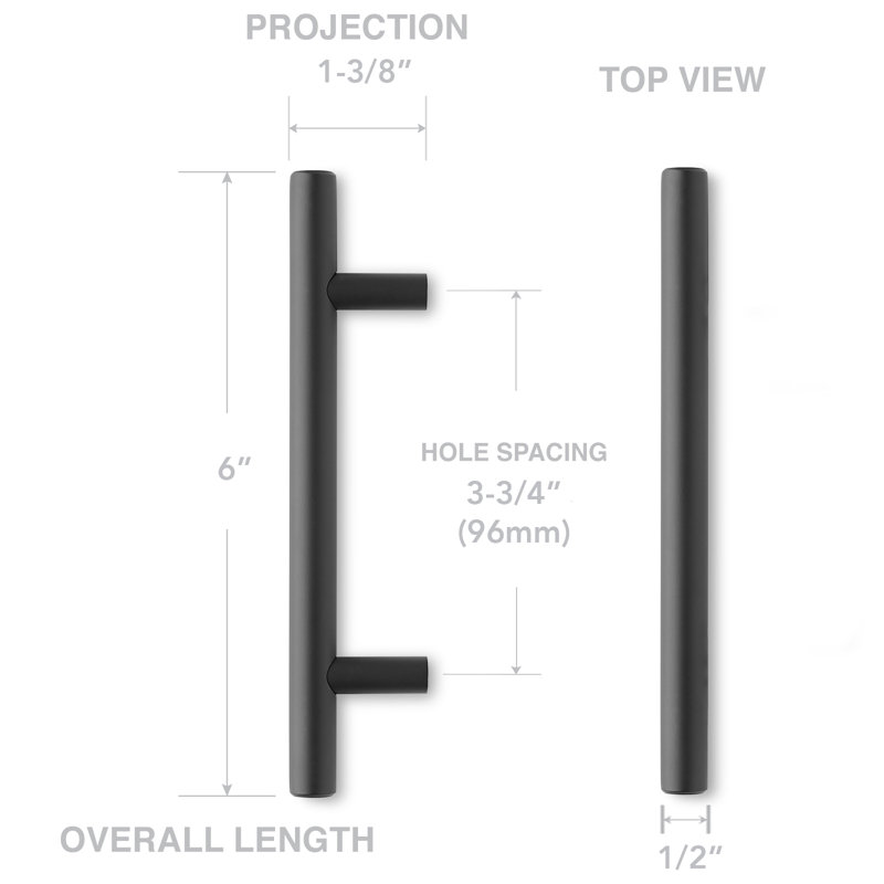 3-3/4" Center Bar Pull Multipack, Matte Black