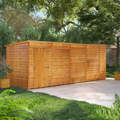 Powersheds 18 x 6ft Timber Overlap Windowless Pent Garden Shed