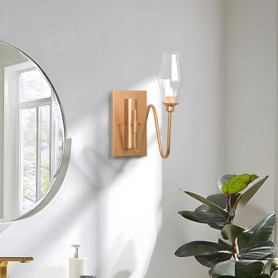 Art Deco Accent 1-Light Adjustable Wall Sconce with Cylinder Glass Shade