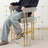 25" Upholstered Gold Chenille Arm Counter Stool (Set Of 2)-1503988606