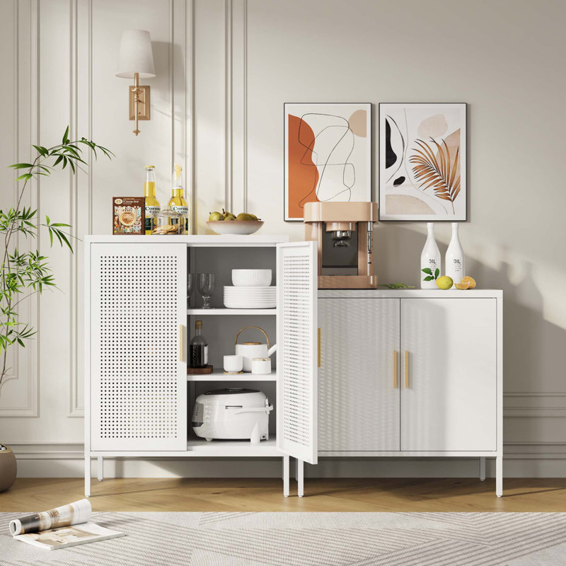 Armoire de rangement en métal avec 2 portes et 2 tablettes réglables