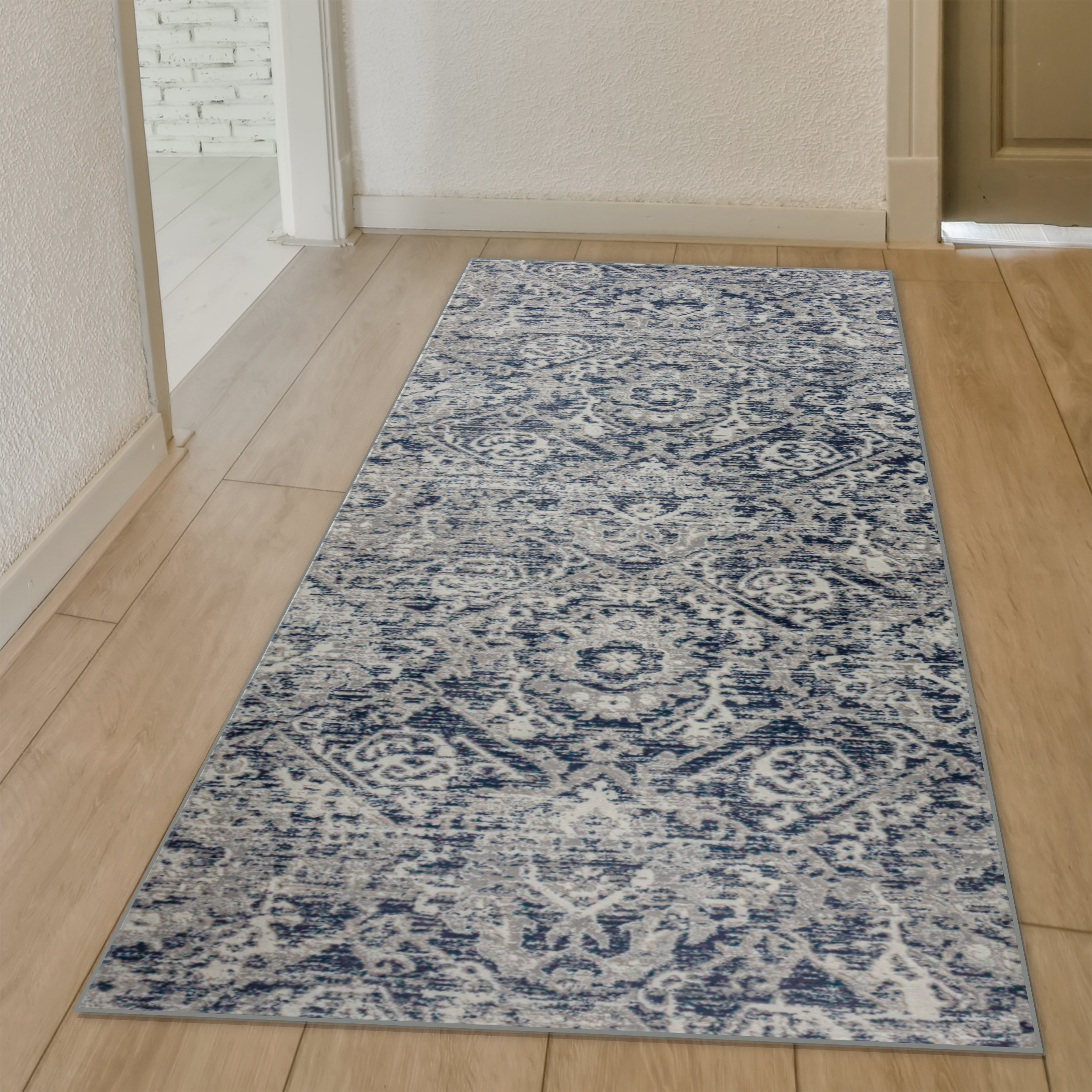 Bungalow Rose Aidy 1244 Transitional Abstract Blue Area Rug Wayfair