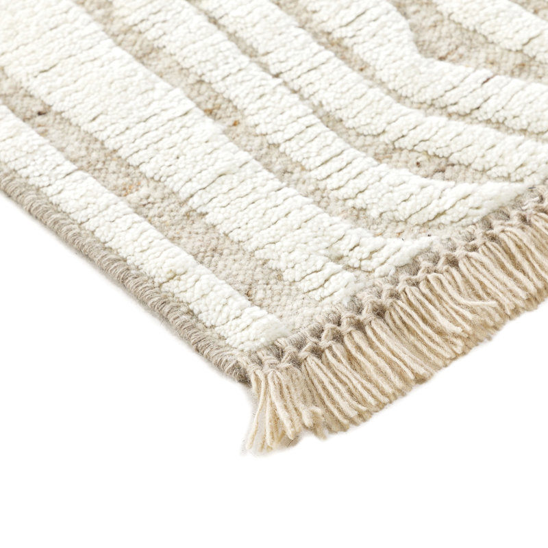 Drift Rug: Naturalist Hand Knotted - Flatweave Rug in White/Natural, Rectange 5' x 8'