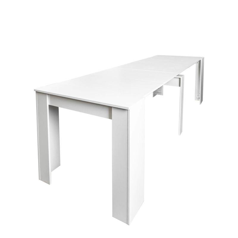 Mallary Drop Leaf extendable Dining Table，Multifunctional extendable console table, White