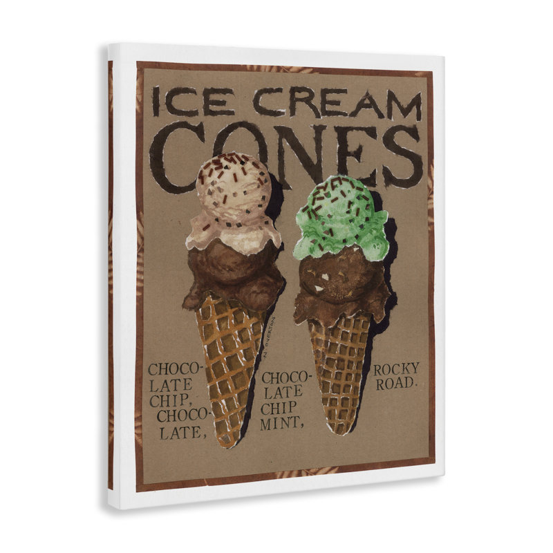 Art mural sur toile de cornets de glace par Nancy Overton, H 20 po x l 16 po