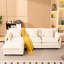 Ensemble de rangement modulaire 3 pièces de style crème avec repose-pieds, revêtement en chenille, boulochage et boulochage beige, dossier coussiné, assemblage facile