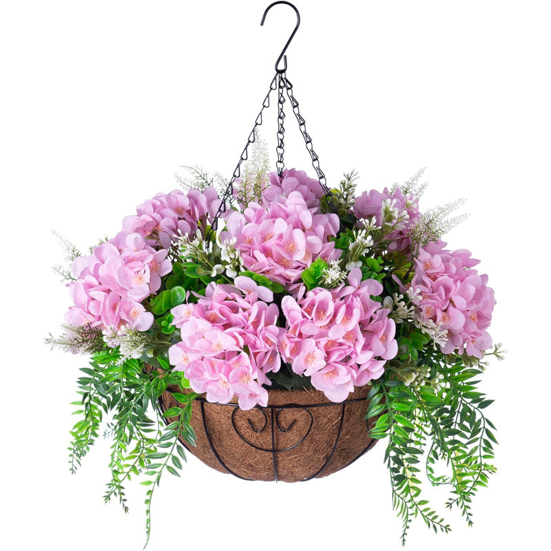 Primrue Hanging Basket Arrangement in Basket | Wayfair