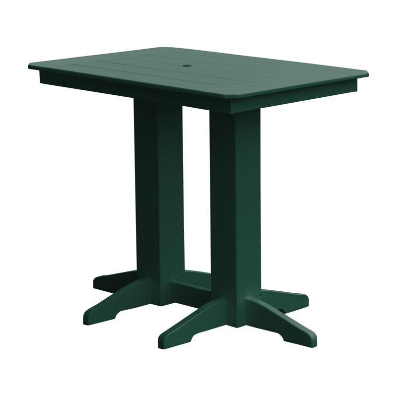 Nettie Rectangular Outdoor Bar Table With Umbrella Hole , in. W 33'' in. D, Turf Green, 33" W x 72" L x 42" H