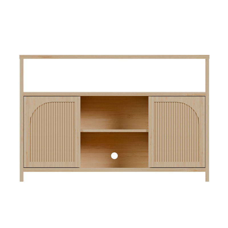 Buffet 49 "en bambou avec tablettes ouvertes et 2 portes