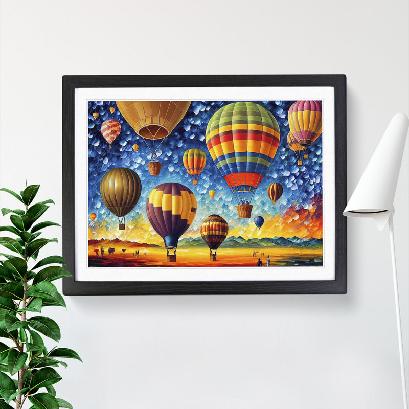 Colourful Hot Air Balloons Vol.4 - Print, 25cm H x 34cm W x 2cm D, Black Framed
