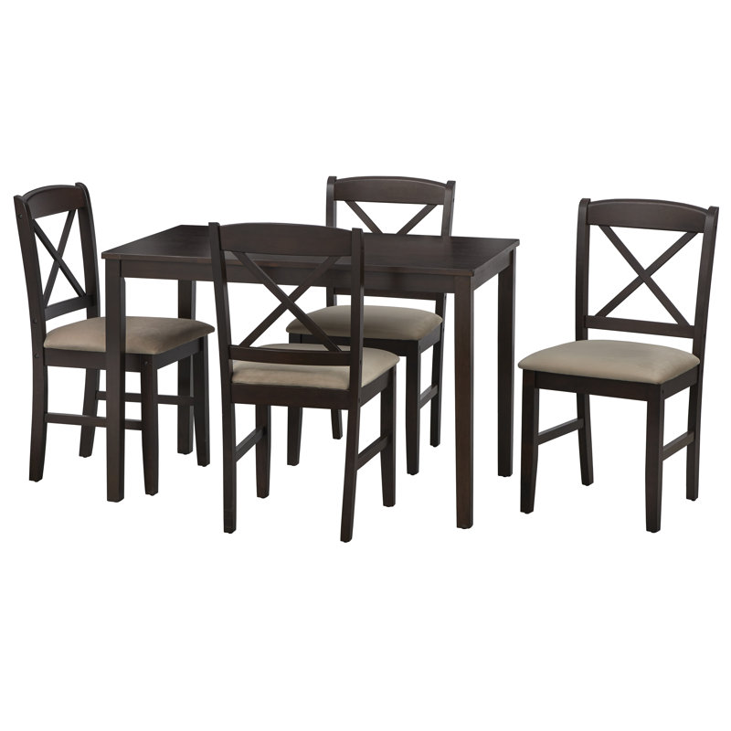 Scarlett 4 - Person Solid Wood Solid Wood Top Four Leg Dining Set, Espresso