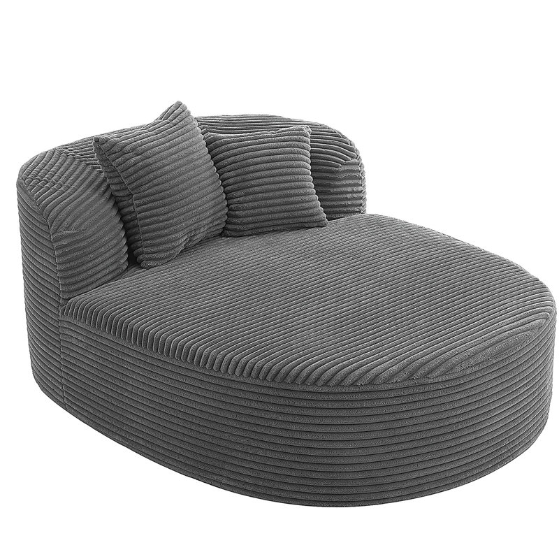Canapé moderne sans méridienne 51,6 po avec deux coussins de soutien pour le salon, gris, Gris