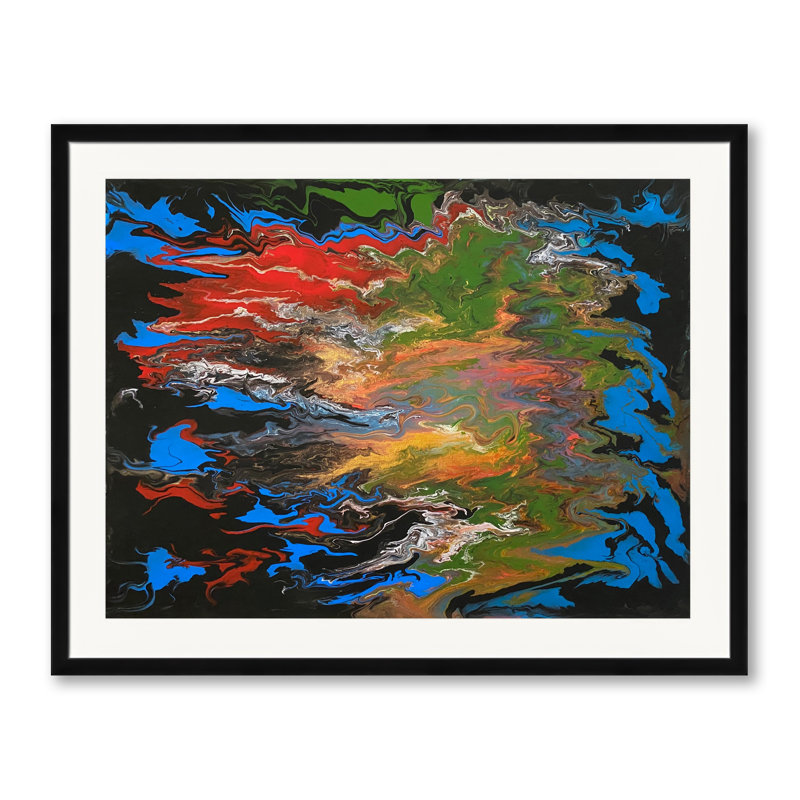 «Fear» par Alicia Lopez - Peinture, 24" H x 30" W, Papier avec cadre noir