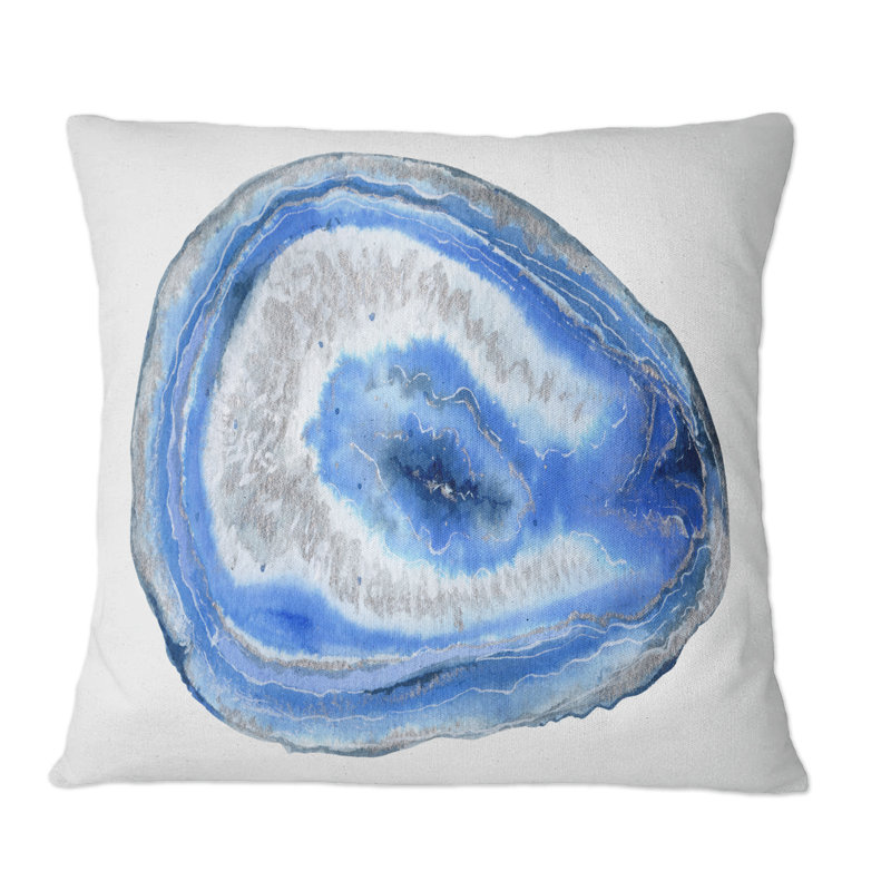 Coussin décoratif à imprimé géométrique bleu foncé, 18 po x 18 po