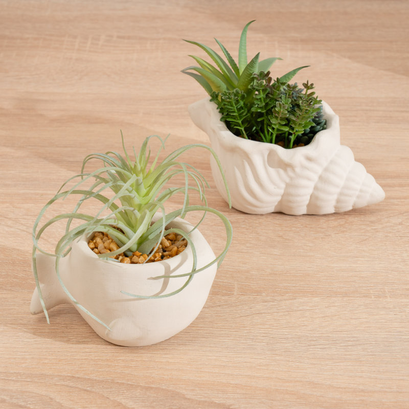 10.5cm Faux Succulents in Cement Pots