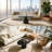Ikerne Black Solid Wood Coffee Table Long Side Table Small Pedestal Table Modern Center Table For Living Room Bedroom Office Small Space Cafe-1346831063
