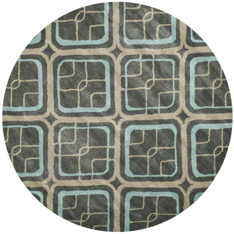 Deedre Hand Tufted Wool & Viscose Geometric Rug, Round 6'